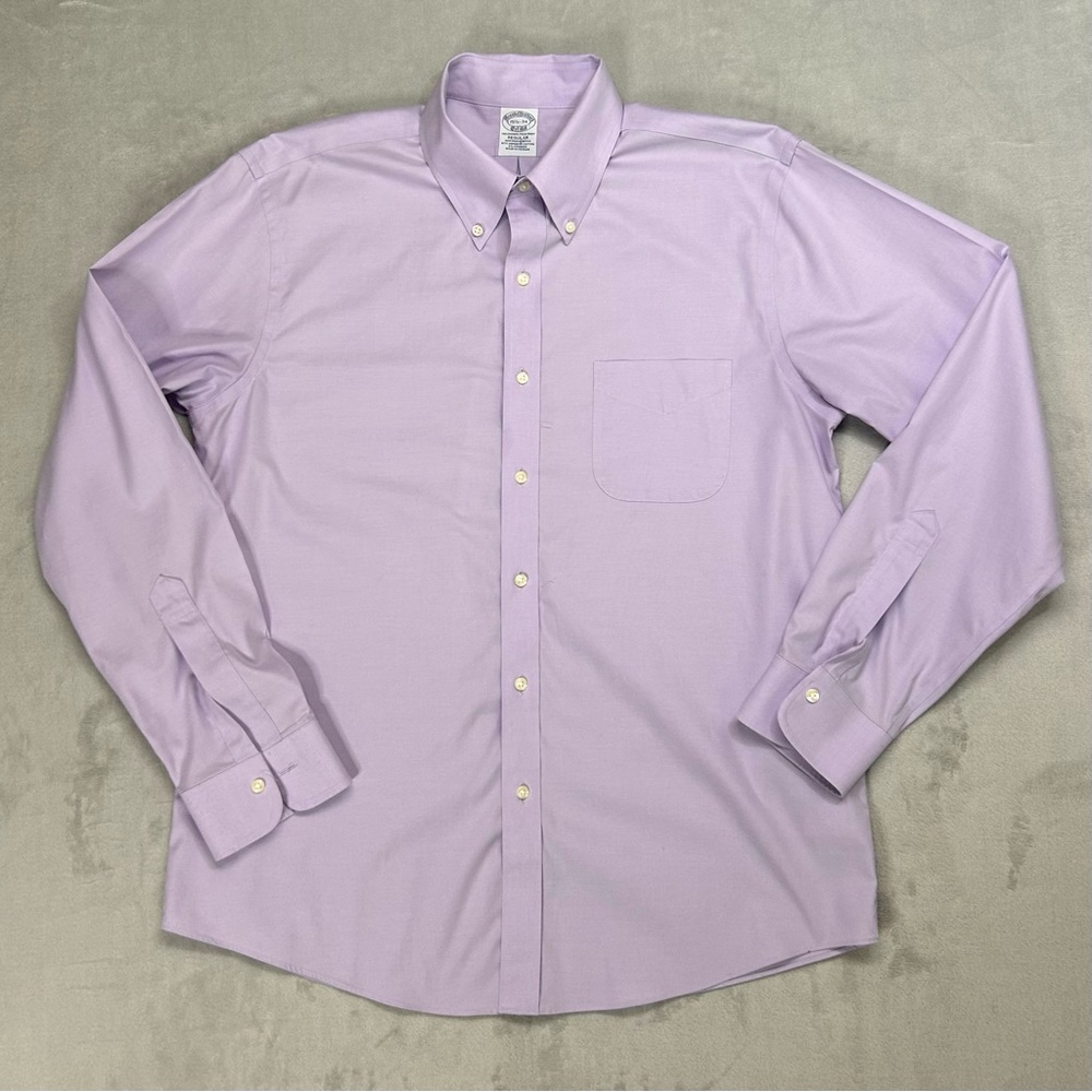 Brooks Brothers Original Polo Shirt Mens 15.5 34R Lavender Non Iron Supima
